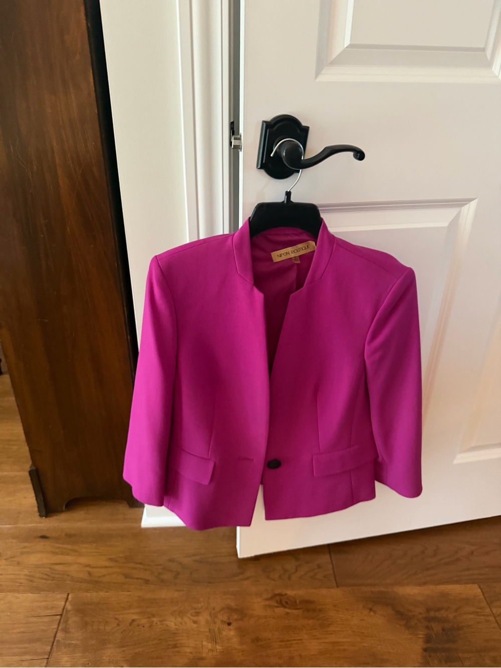 Nipon Boutique Vibrant Fuchsia Collarless Single-Button Blazer